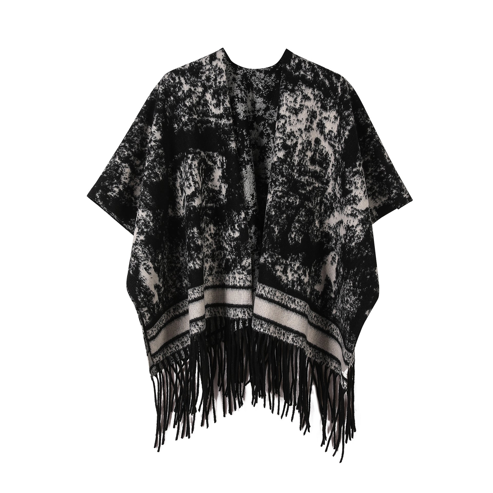 New Ink Painting Shawl High-End Travel Decoration Exterior Shawl Long Retro Cloak Tassel Cloak