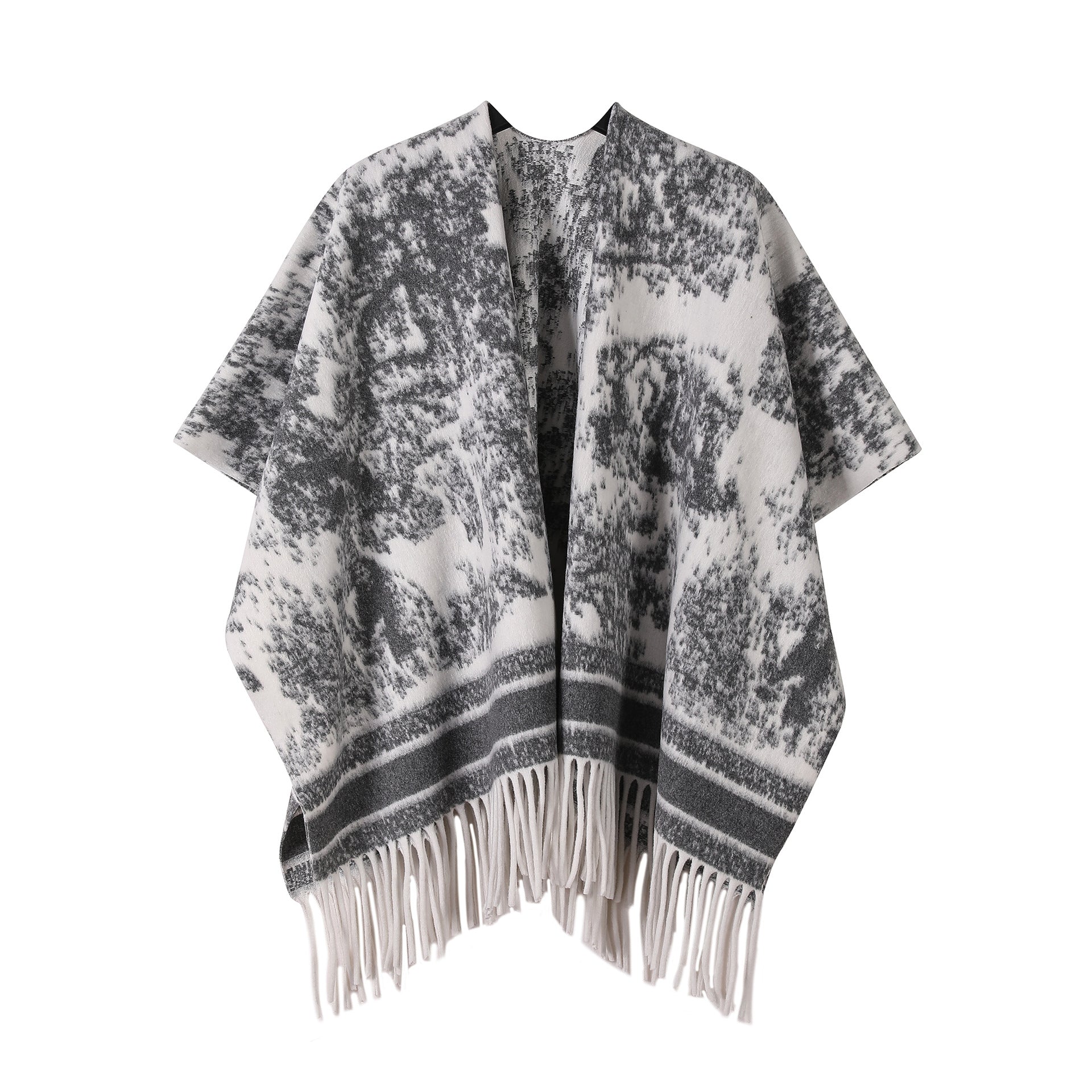 New Ink Painting Shawl High-End Travel Decoration Exterior Shawl Long Retro Cloak Tassel Cloak