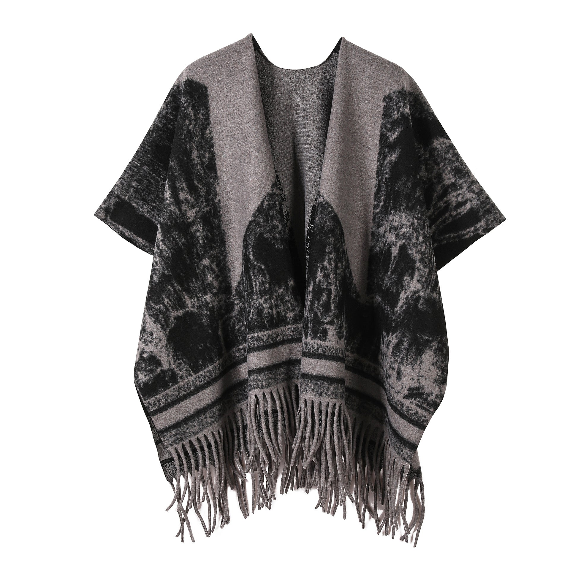 New Ink Painting Shawl High-End Travel Decoration Exterior Shawl Long Retro Cloak Tassel Cloak