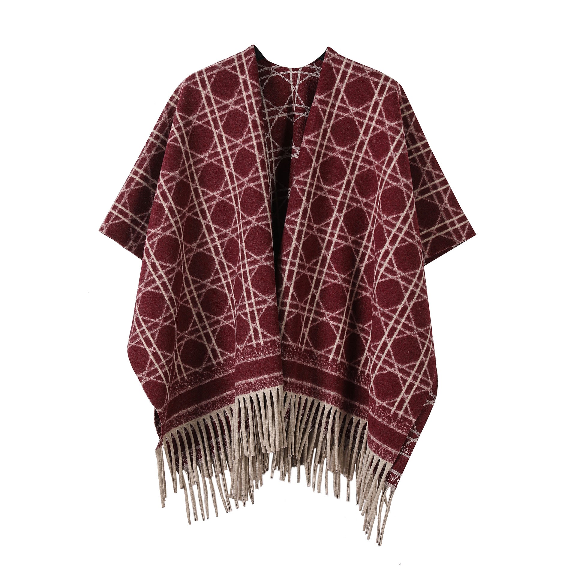 New Ink Painting Shawl High-End Travel Decoration Exterior Shawl Long Retro Cloak Tassel Cloak