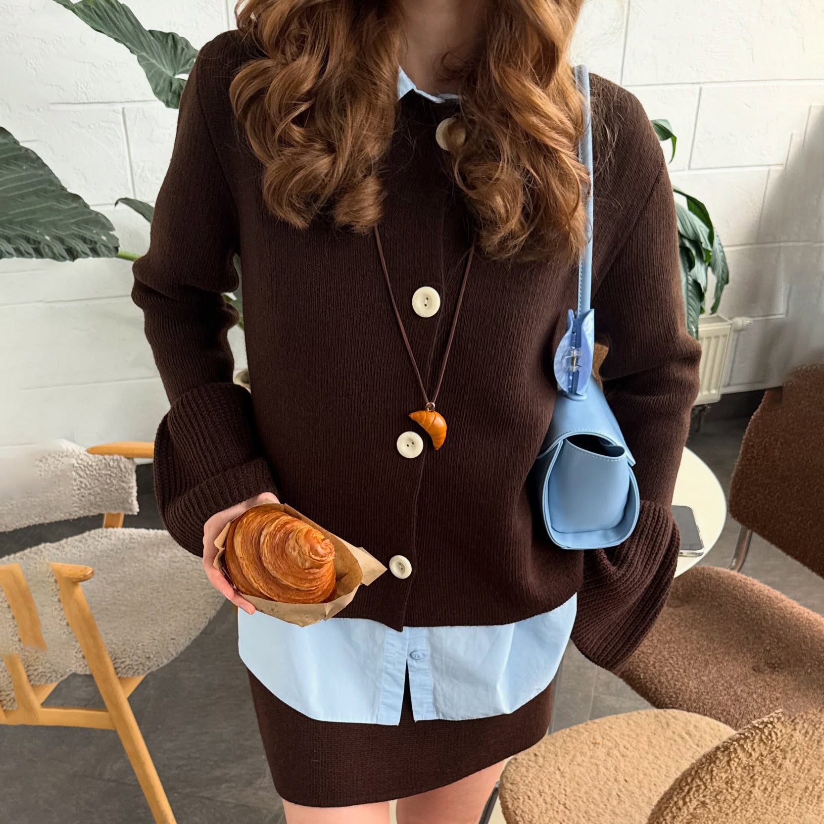 Bell - Sleeve Cropped Knit Cardigan