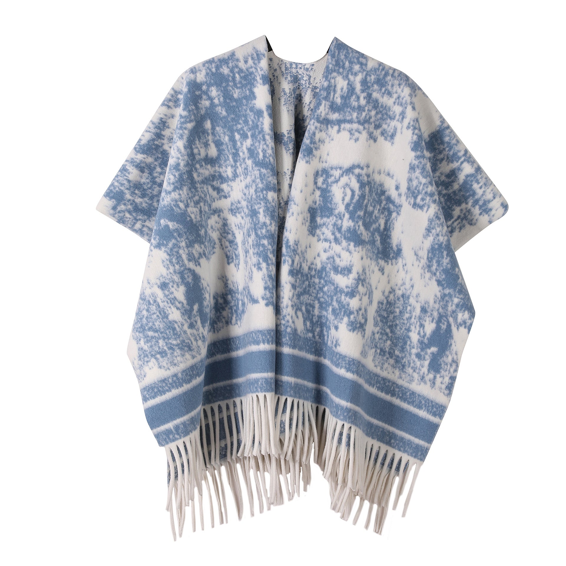 New Ink Painting Shawl High-End Travel Decoration Exterior Shawl Long Retro Cloak Tassel Cloak