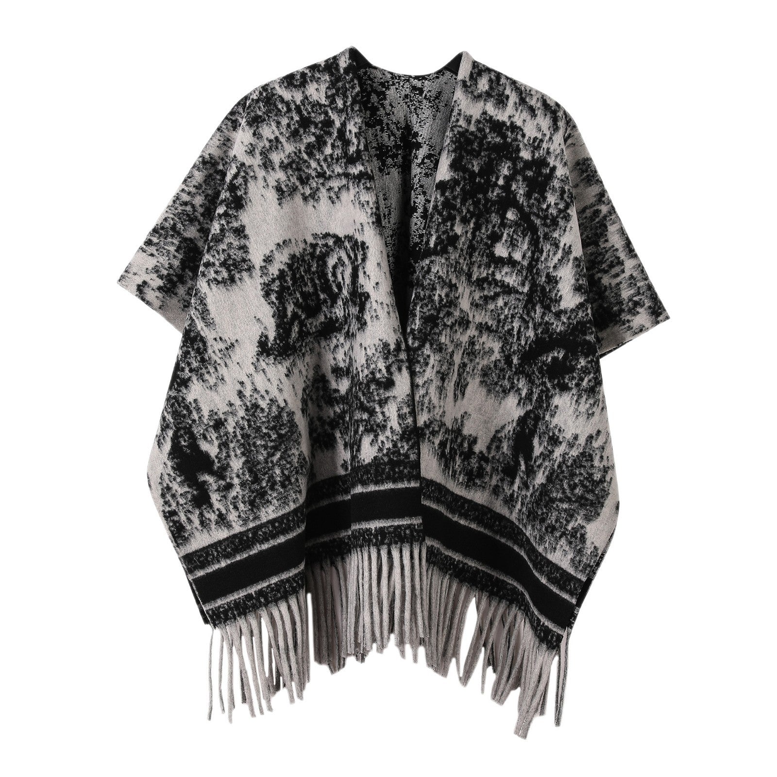 New Ink Painting Shawl High-End Travel Decoration Exterior Shawl Long Retro Cloak Tassel Cloak