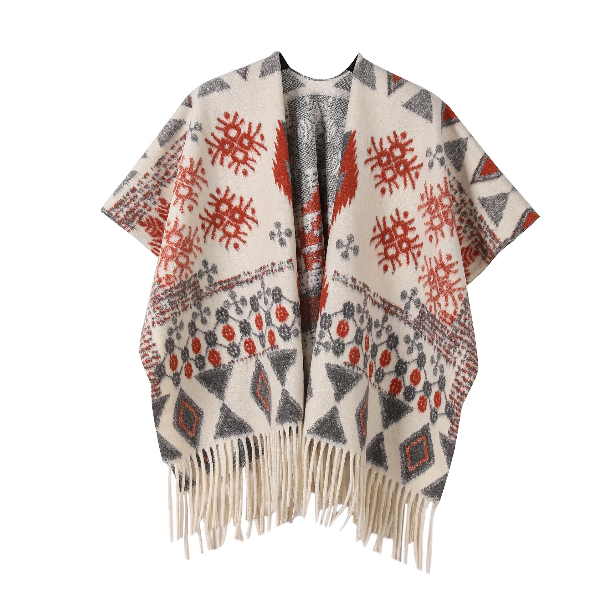New Ink Painting Shawl High-End Travel Decoration Exterior Shawl Long Retro Cloak Tassel Cloak