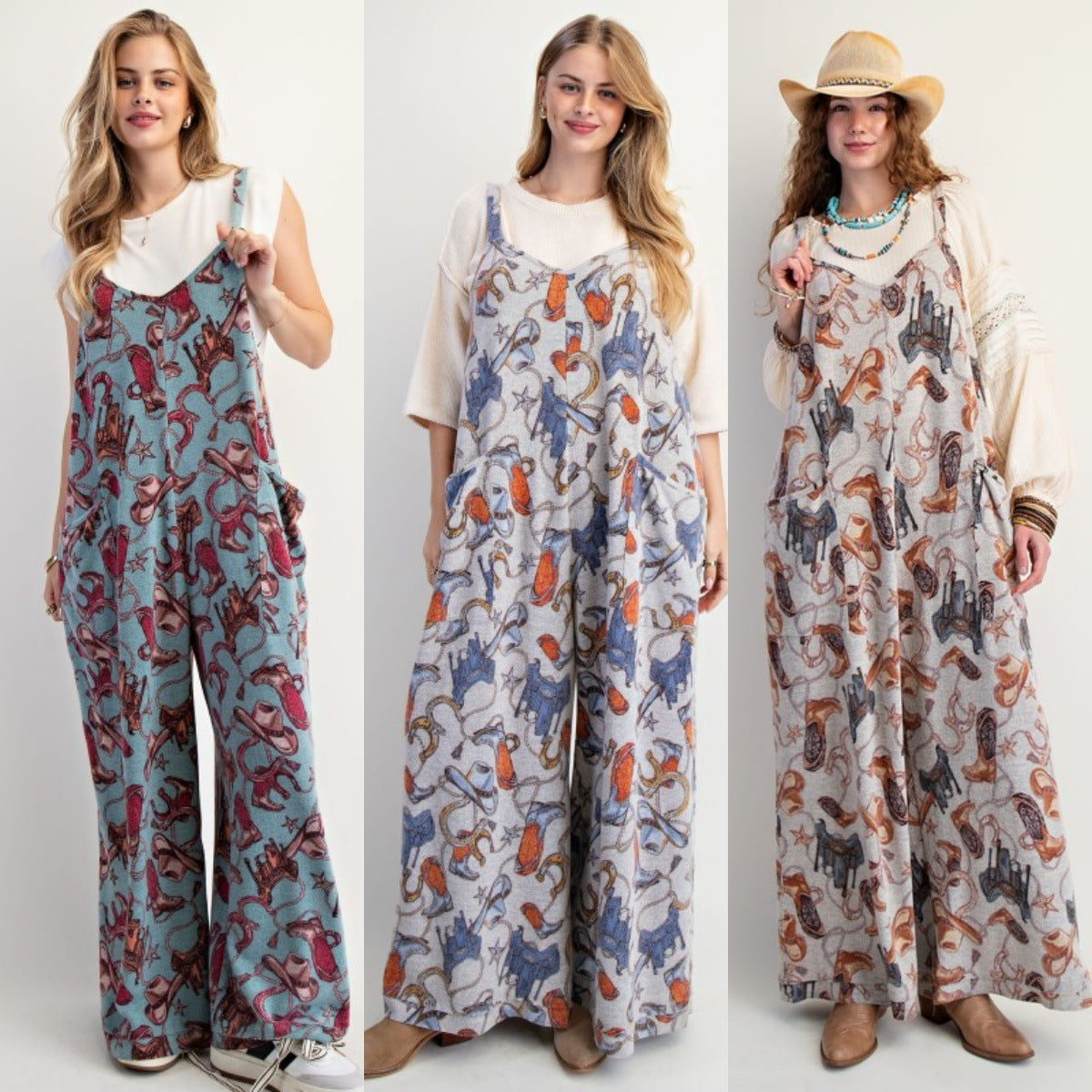 Western - Element Printed Wide - Leg Overall Pants