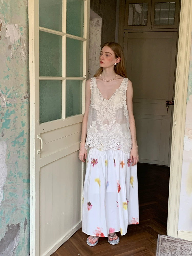 White Lace Sleeveless Vest
