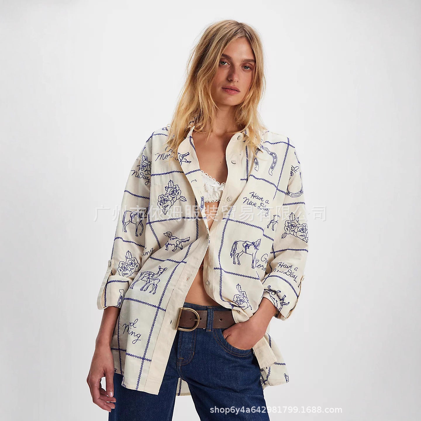 Checkerboard Animal - Pattern Embroidered Shirt