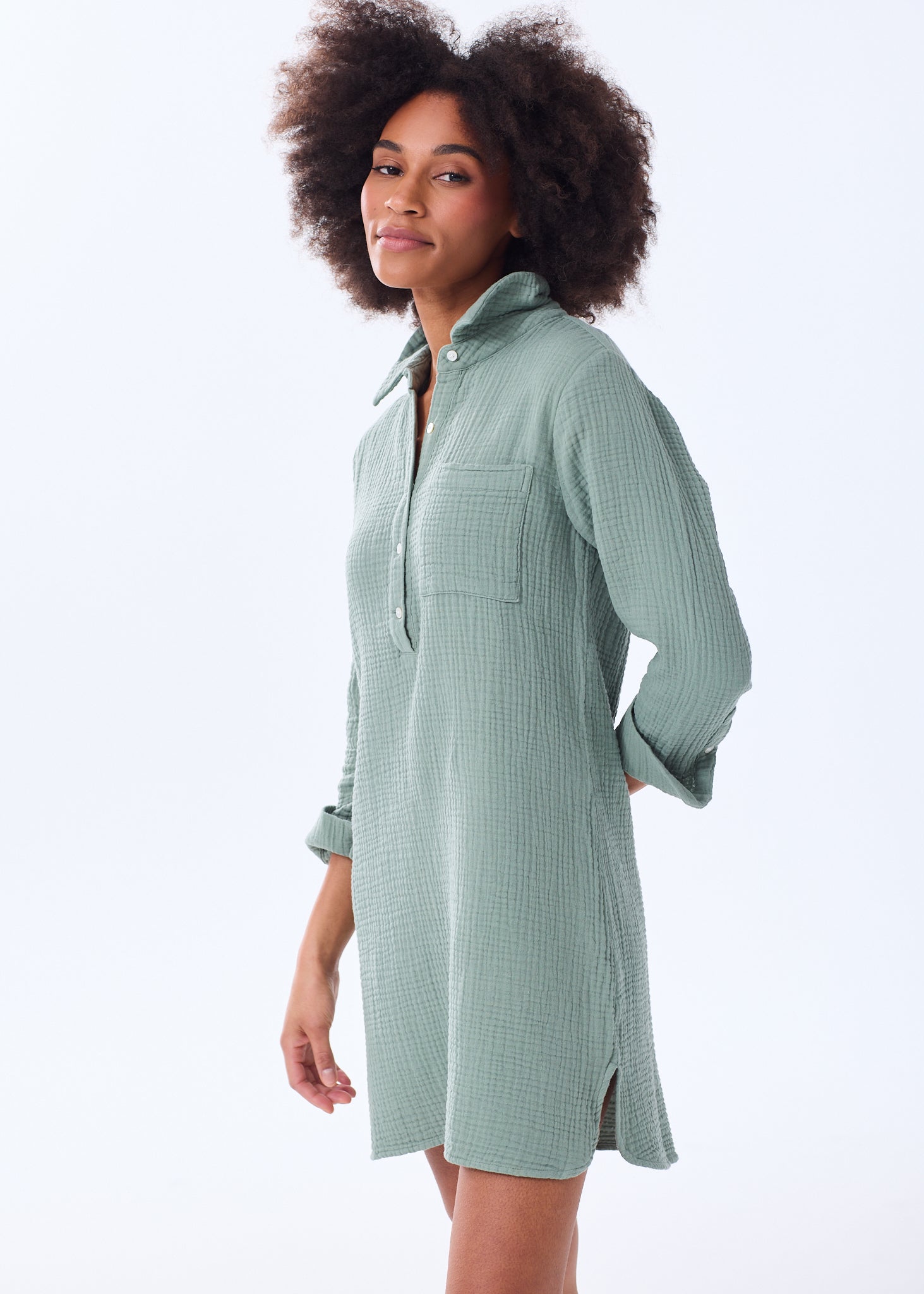 The Organic Cotton Gauze Shirt Dress - Triple Gauze