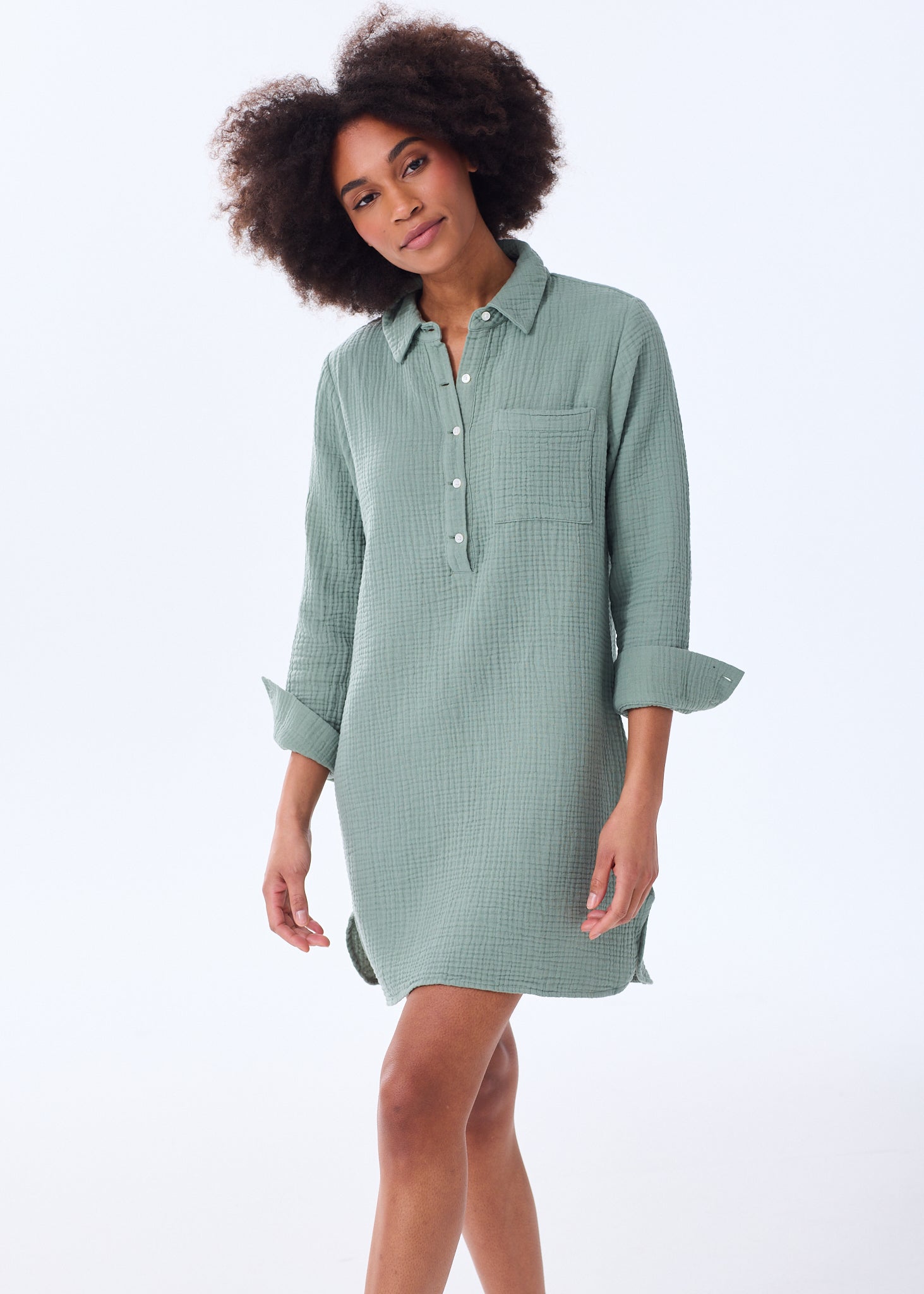 The Organic Cotton Gauze Shirt Dress - Triple Gauze