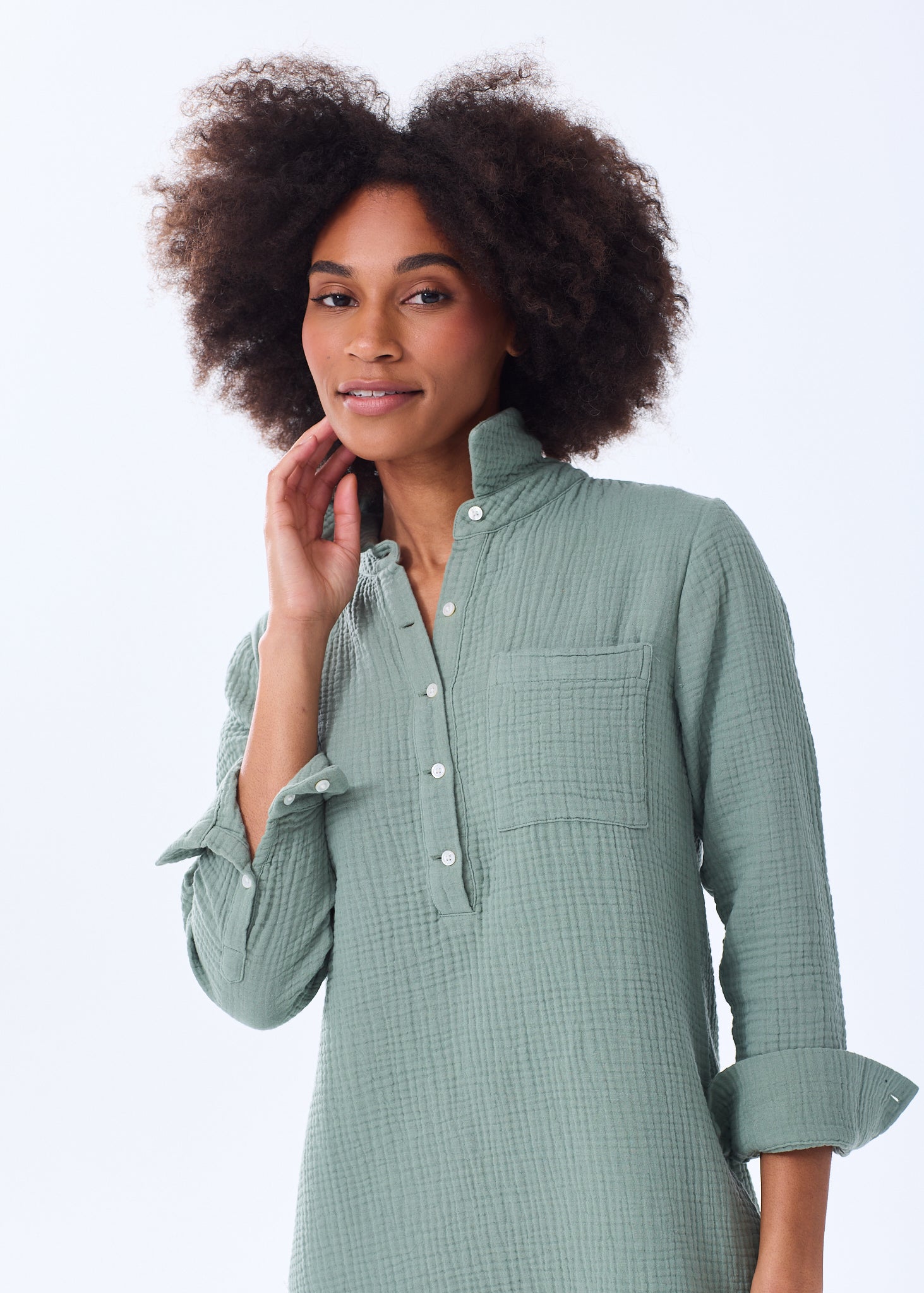 The Organic Cotton Gauze Shirt Dress - Triple Gauze