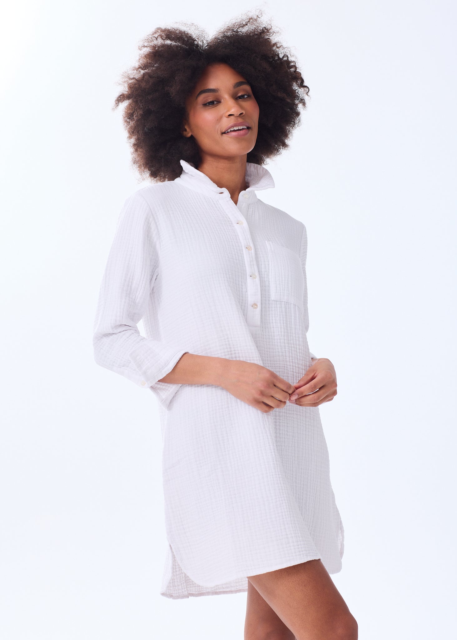 The Organic Cotton Gauze Shirt Dress - Triple Gauze