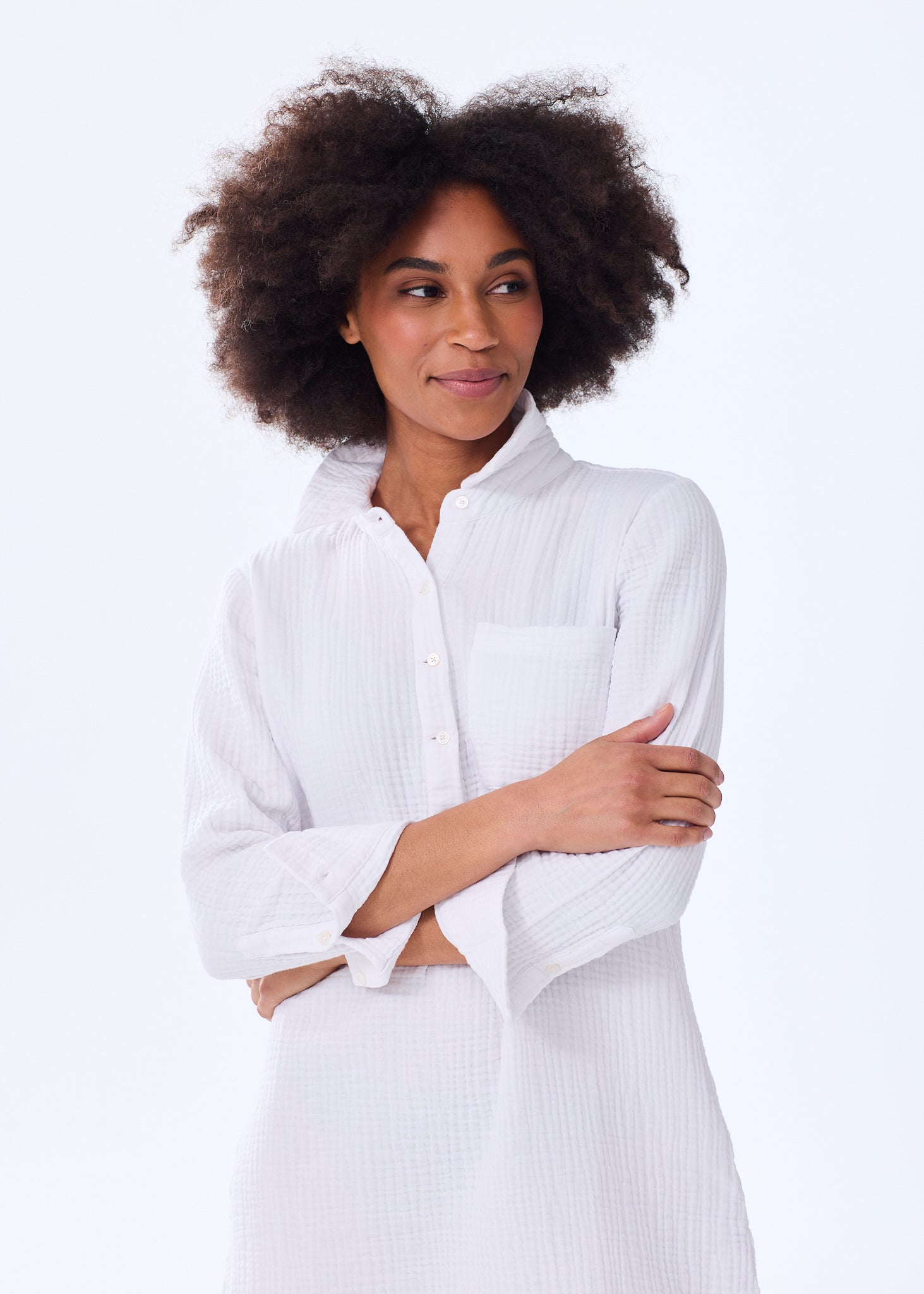 The Organic Cotton Gauze Shirt Dress - Triple Gauze