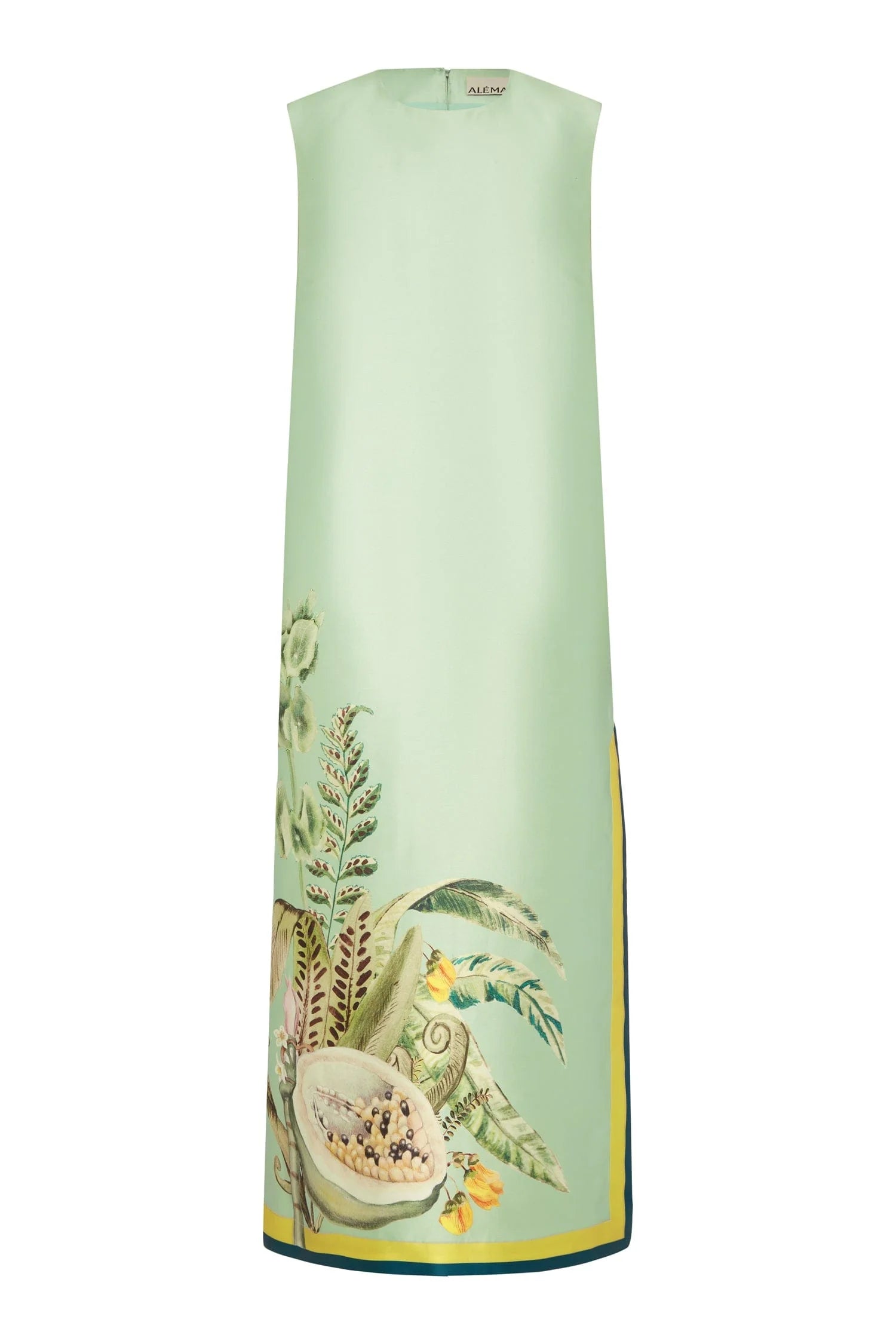 Botanical - Printed Satin Sleeveless Maxi Dress