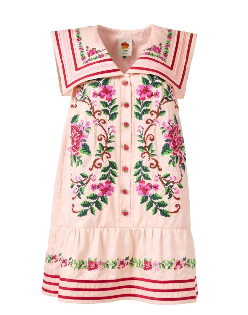 Pink Embroidered Cotton Dress