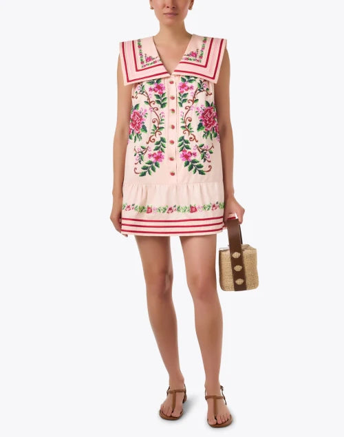 Pink Embroidered Cotton Dress