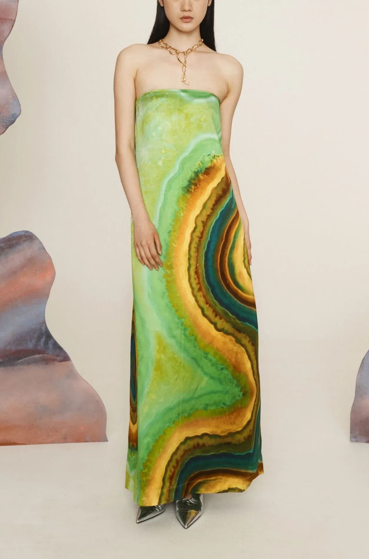 Gradient - Dyed Strapless Maxi Dress