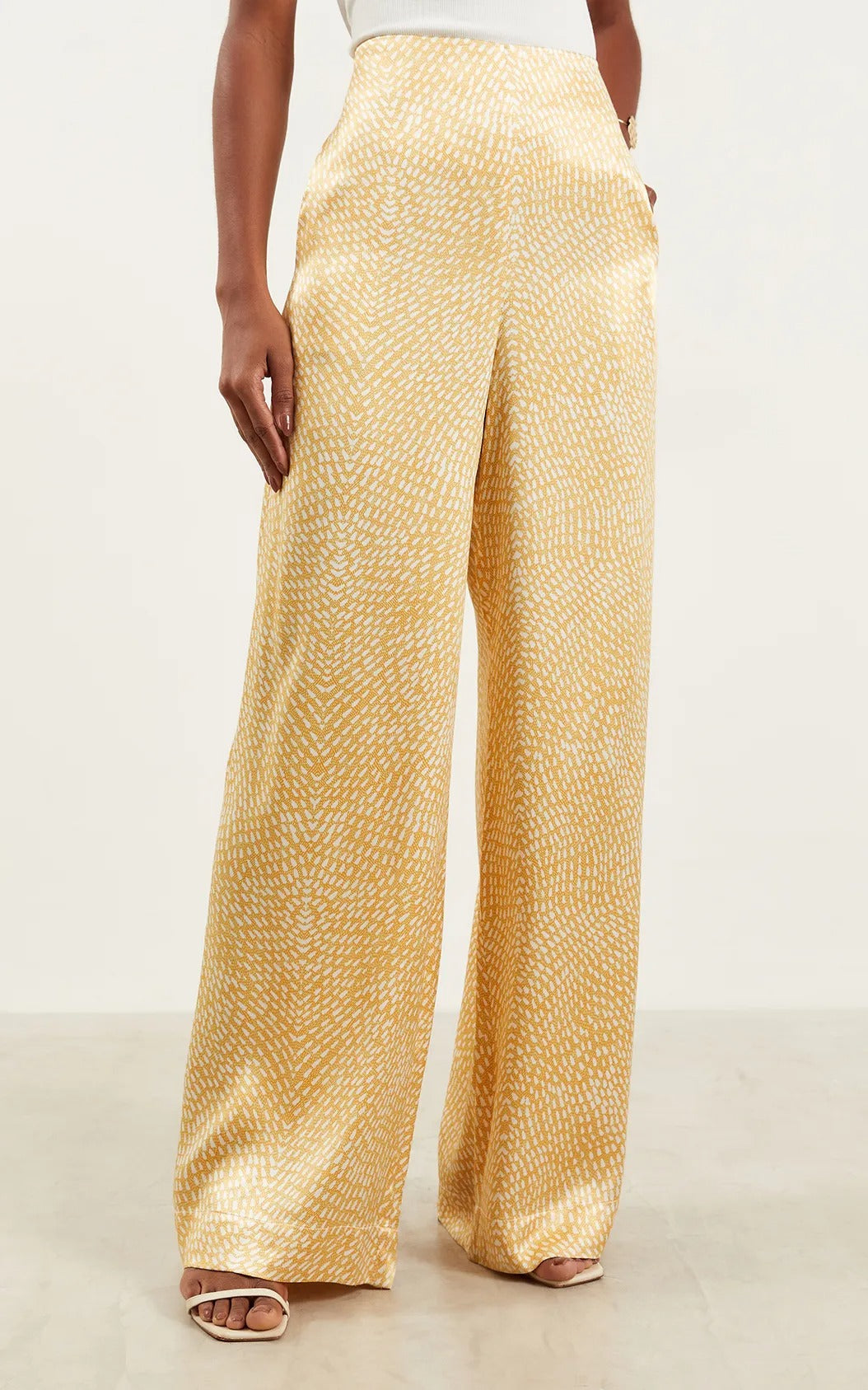 Asymmetric Sun Protection Top And Satin Sun Protection Pants Set