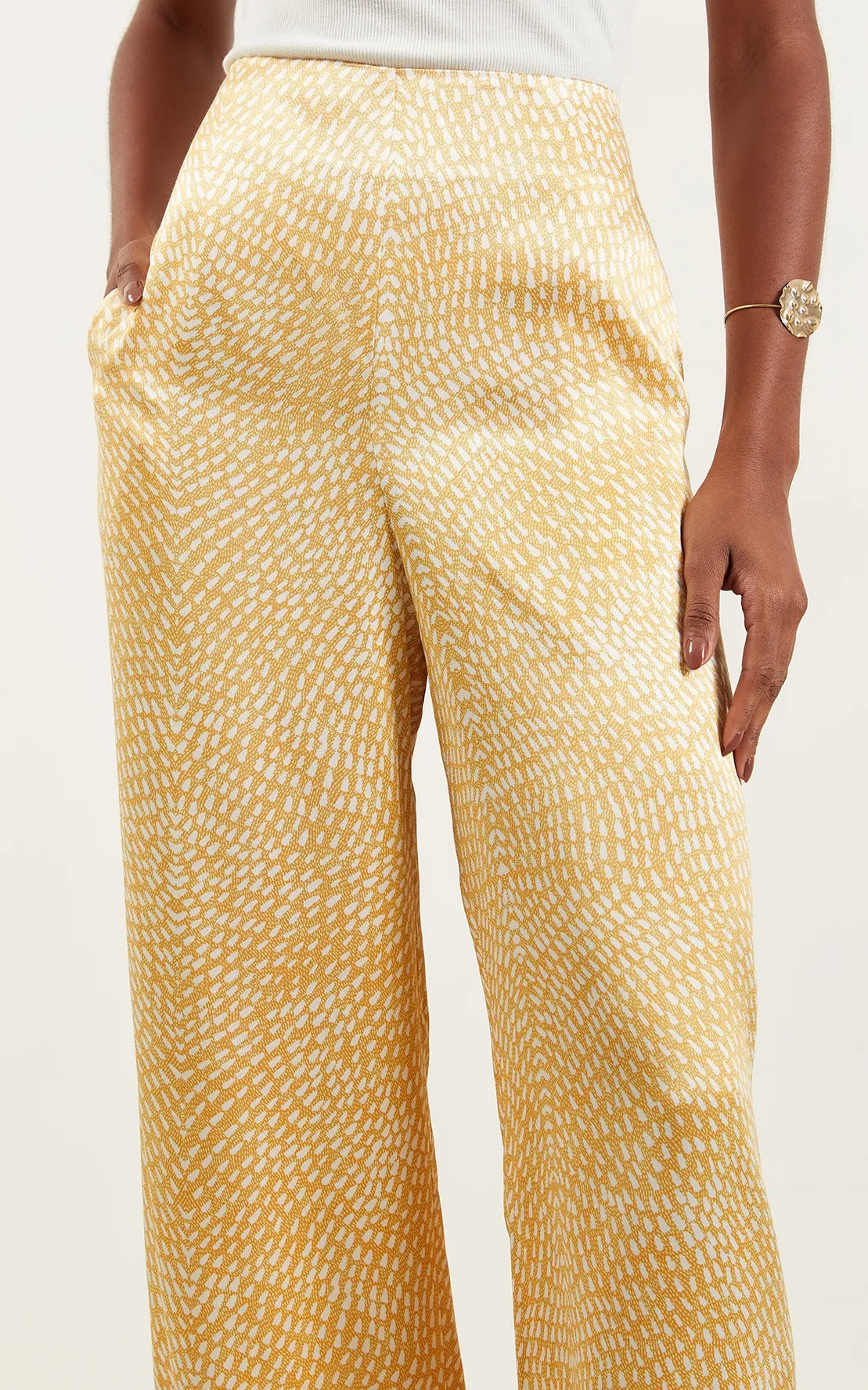 Asymmetric Sun Protection Top And Satin Sun Protection Pants Set