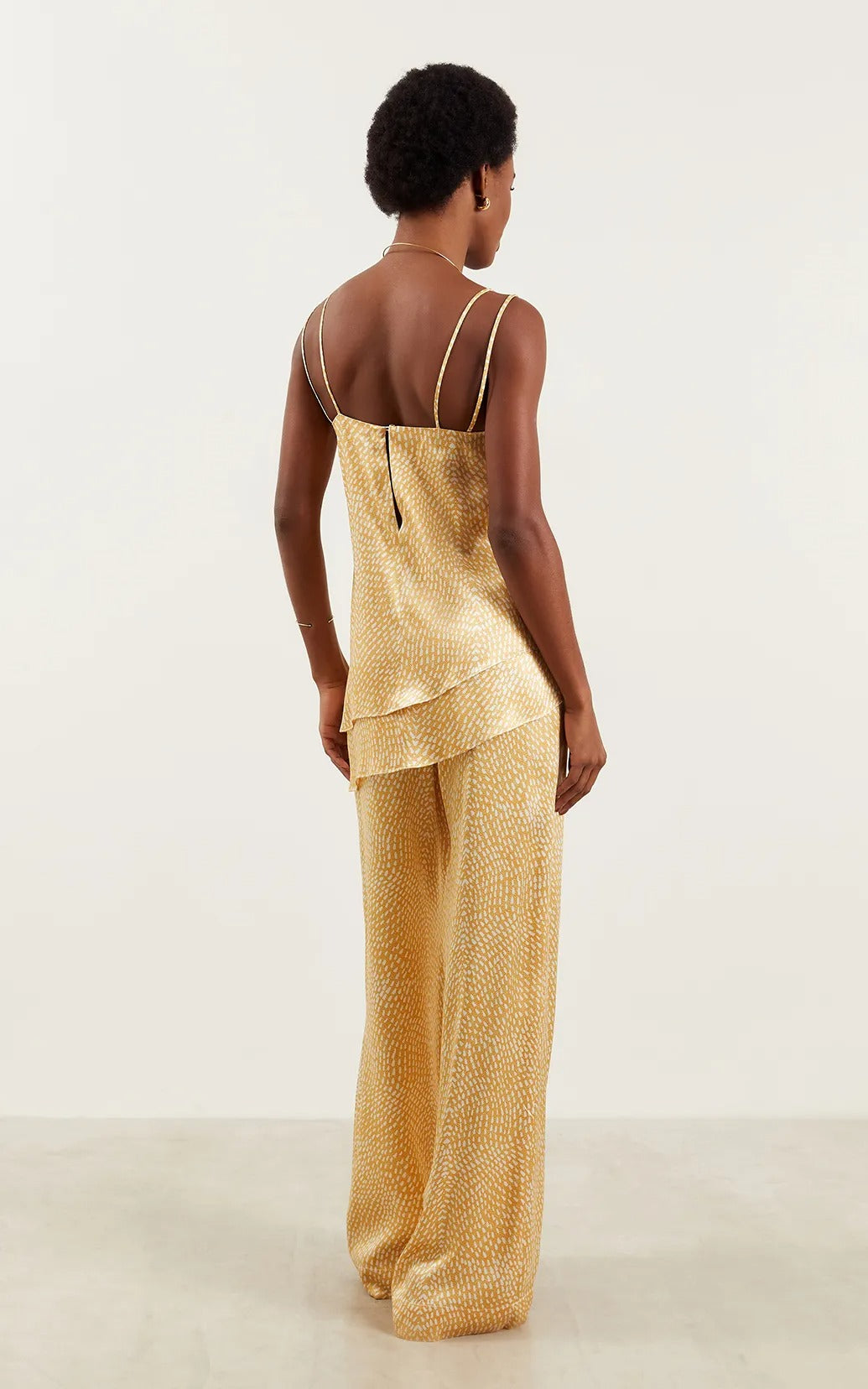 Asymmetric Sun Protection Top And Satin Sun Protection Pants Set