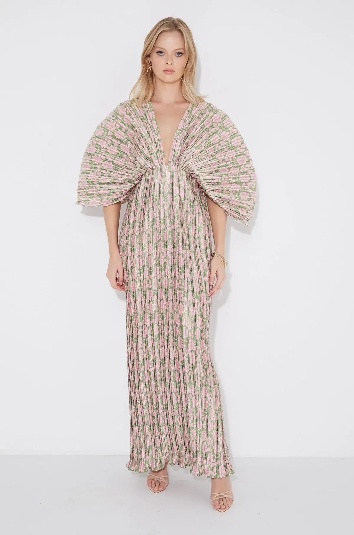 Batwing Sleeve Floral Maxi Dress