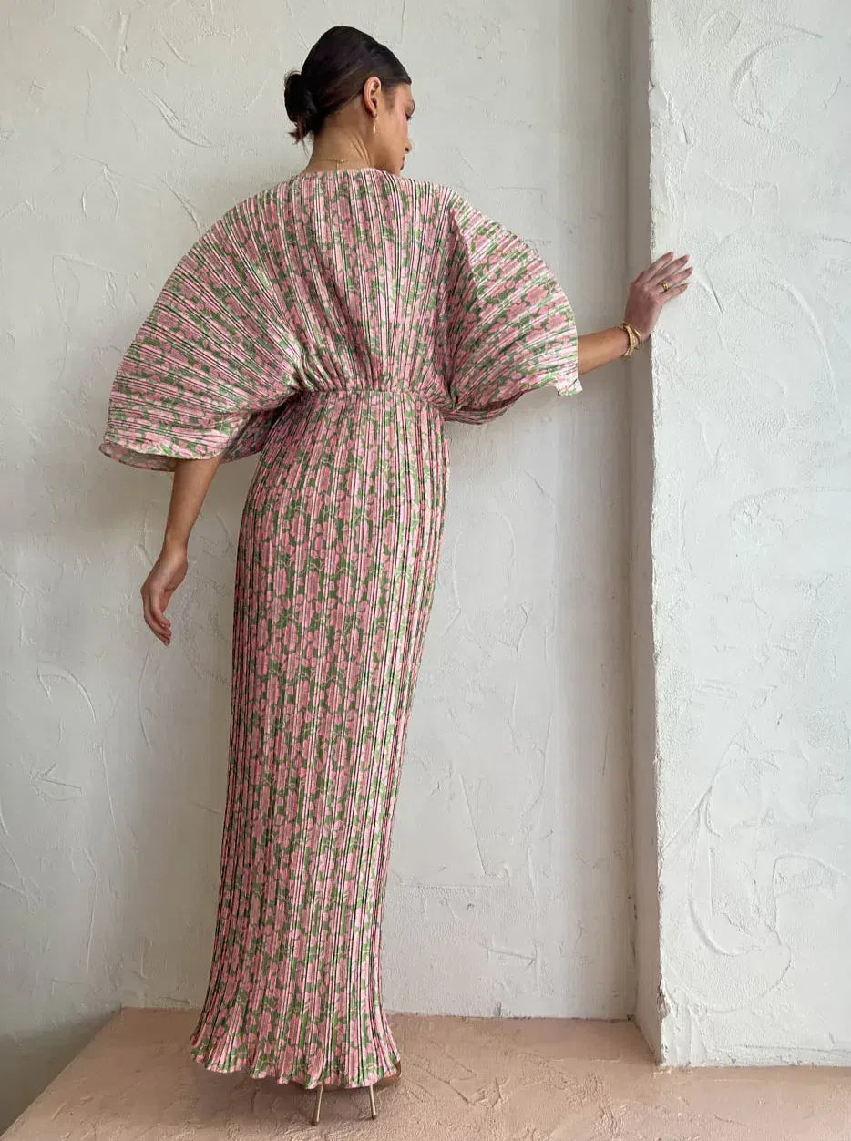 Batwing Sleeve Floral Maxi Dress