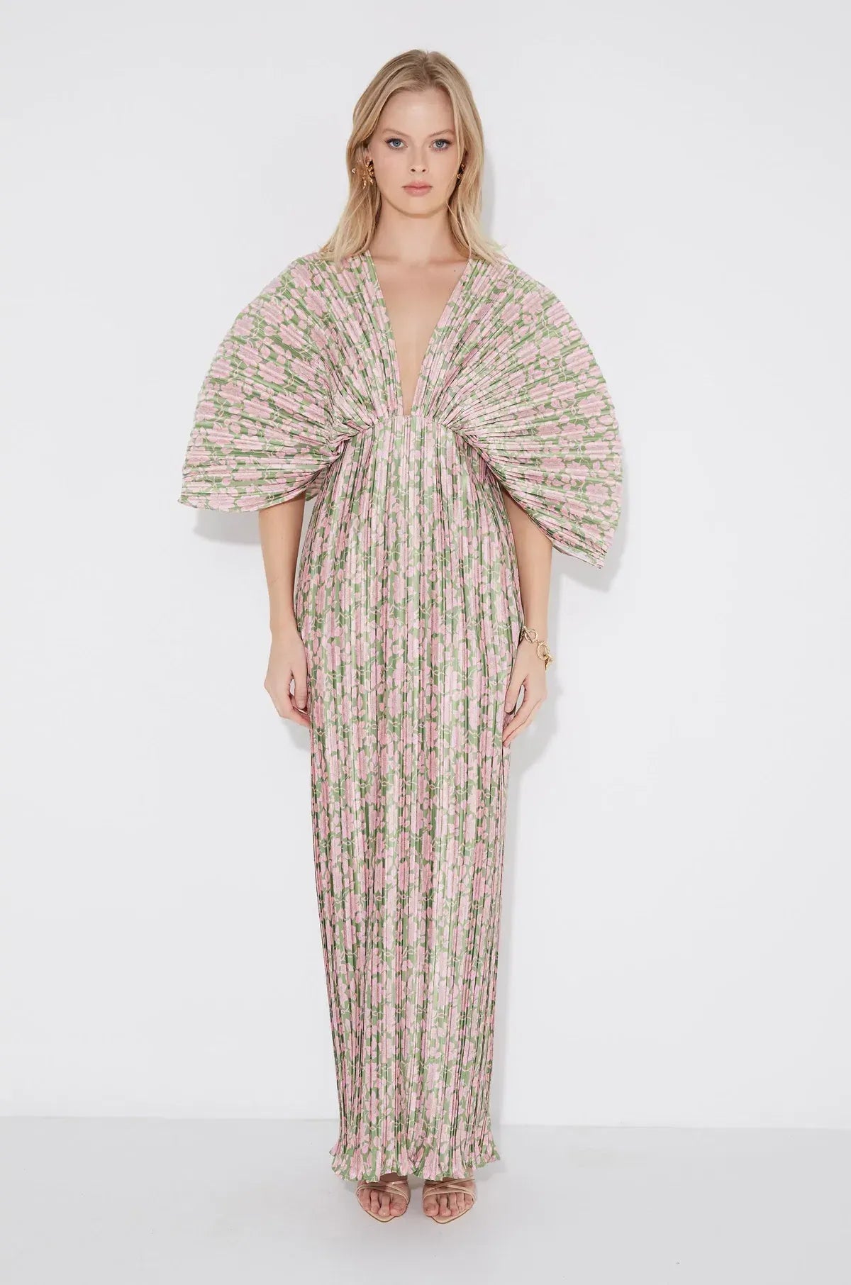 Batwing Sleeve Floral Maxi Dress